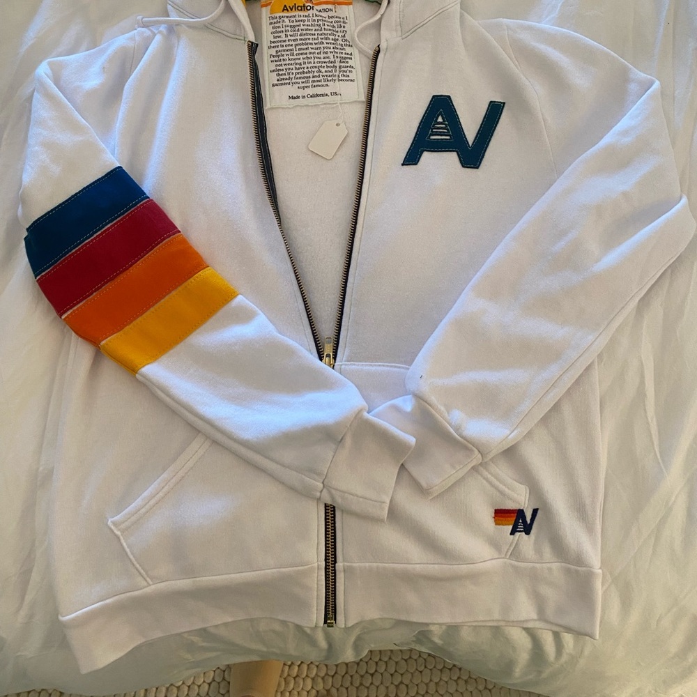 Aviator Nation Classic Signature Rainbow Hoodie-M